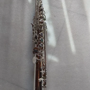 Классический 020 посеребренный цельный латунный резной сопрано-саксофон abalone keys прямой деревянный духовой инструмент с футляром