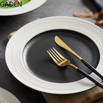 Тарелка для пасты в скандинавском стиле, легкий французский стейк из роскошного отеля, креативная соломенная шляпа, дизайн тарелки для супа в западном стиле, плоская тарелка, круглая посуда