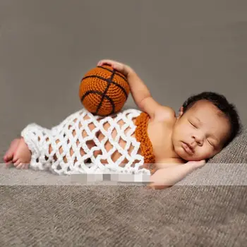 Одежда для фотосъемки Nerborn, Вязаная Шерстяная баскетбольная сетка ручной работы, Реквизит для фотосъемки младенцев