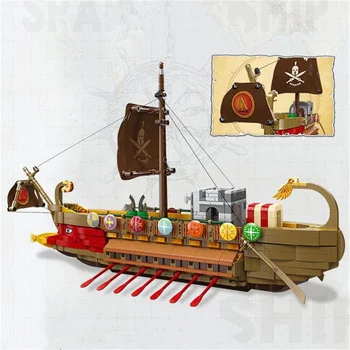 2023 Городское Творчество Средневековья Спартанские Военные Корабли Модель Строительные Блоки Кирпичи Игрушки Для Детей Подарок