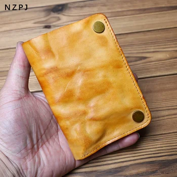 NZPJ, Винтажный кожаный мужской кошелек, сумка для банковских карт из воловьей кожи, сумка для банковских карт, женская сумочка на молнии, сумка для кредитных карт, сумка для монет с пряжкой