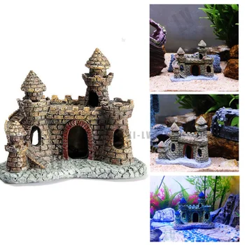 Украшение аквариума Древний замок, смола, искусственные строительные камни, пещера для аквариумных рыбок, ландшафтный орнамент, декор