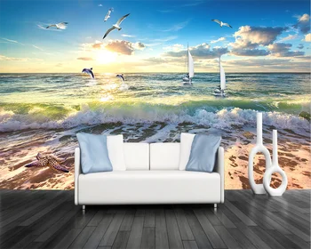 beibehang 3D Модные обои для пожилых пляж кокосовые пальмы голубое небо белые облака остров фон обои для стен 3 d