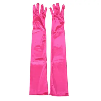 Вечерние перчатки ITFABS, однотонные атласные варежки с длинными пальцами, Женские вечерние мероприятия, Красный, Белый, розовый