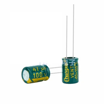 8*12 ММ 100V47UF Высокочастотный светодиодный источник питания с низким сопротивлением, обычно используемые электролитические конденсаторы с длительным сроком службы 47 МКФ 100 В 8X12 мм