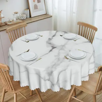 Круглая скатерть, 60-дюймовая кухонная скатерть для обеденного стола, непромокаемая текстура, покрытие стола