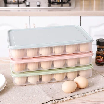 Ящик для хранения яиц, лоток для яиц с 24 сетками, Кухня с крышкой, Пылезащитный ящик для хранения продуктов в холодильнике