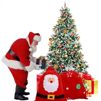 Отличная рождественская упаковка, устойчивая к разрывам, моющаяся сумка для рождественских подарков, красная сумка для упаковки рождественских подарков