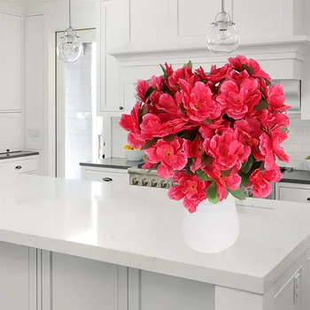 Реалистичные красные цветы Азалии Декоративные Цветы для домашнего садоводства Шелковый цветок для свадебного подарка