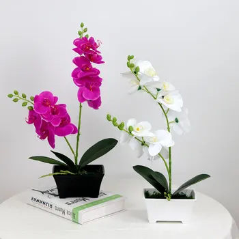 Пленка для 3D-печати с искусственной орхидеей-бабочкой 44 см, орхидея Бонсай, искусственные цветы и комнатные растения для украшения помещений