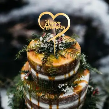 5шт С Днем Рождения Флаг Любви, Топпер для торта, акриловая буква, золотой, серебряный флаг для торта, украшение для вечеринки по случаю дня рождения, Свадебная поставка