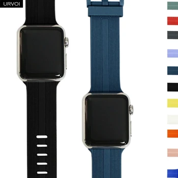 Силиконовый ремешок URVOI для Apple Watch серии 8 7 654321SE ремешок для iWatch карамельного цвета с классической пряжкой на мягком запястье 40 44 41 45 мм