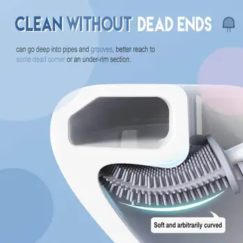 Набор Щеток для чистки туалета и ванной комнаты С силиконовой плоской головкой и быстросохнущей щеткой для чистки аксессуаров