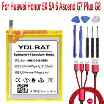 3100 мАч HB396481EBC Аккумулятор для Huawei Honor 5X для Huawei G7 Plus/G8/G8X аккумулятор + USB-кабель + набор инструментов