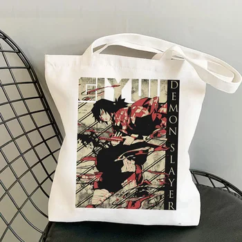 Хозяйственная сумка Demon Slayer eco многоразовая сумка-тоут для покупок bolso shopper bag джутовая многоразовая сумка-тоут sac tissu